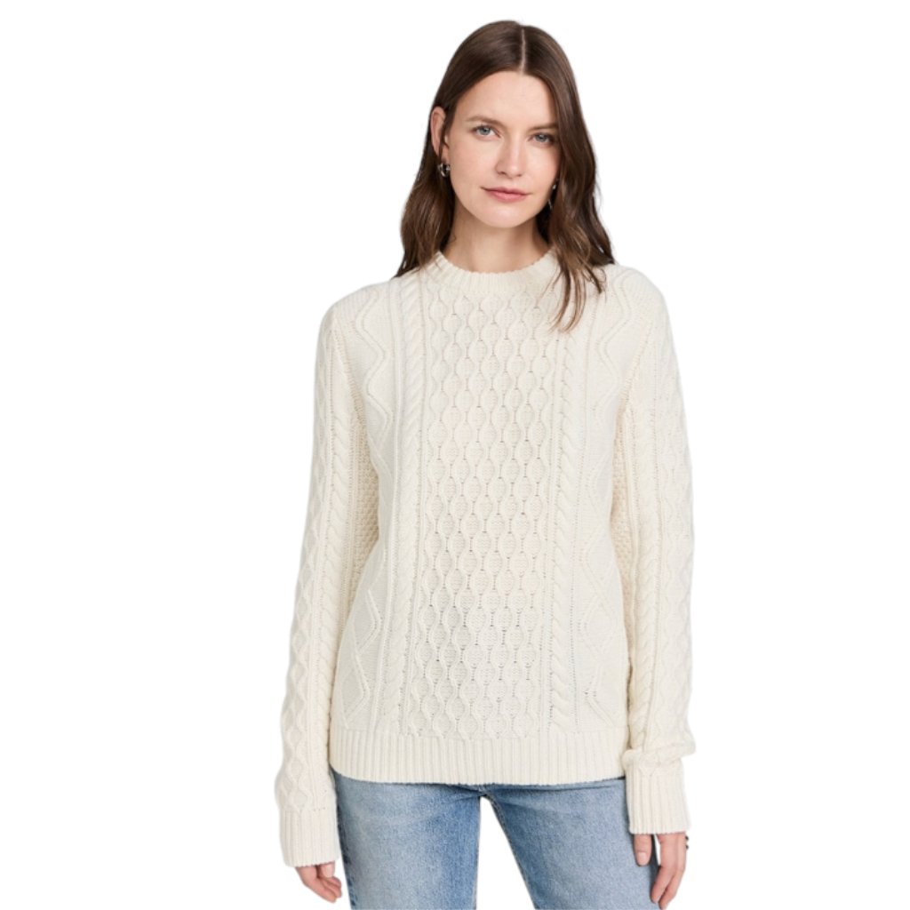 Guest In Residence Allday Cable Knit Sweater Womens Xl Cream Wool Cashmere Ivory